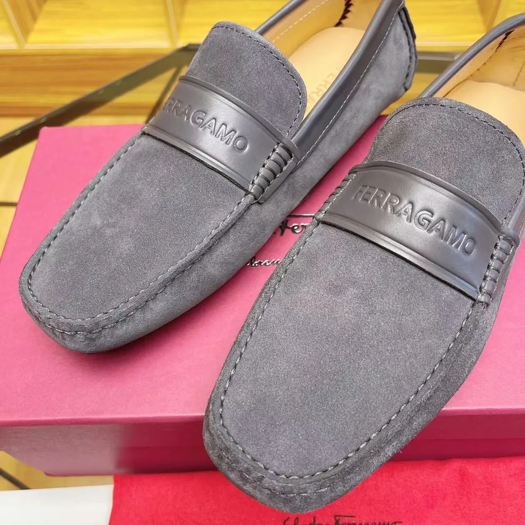 Men's shoes💰560Ferragamo High-end quality🔥 Gray cow suede➕Cow leather lining Size 38-45